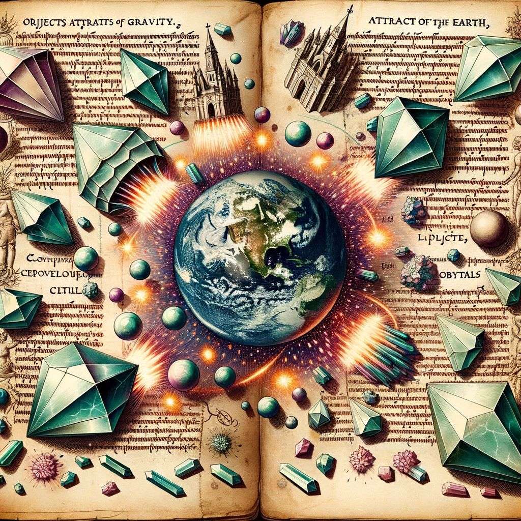 the discovery of gravity, covered in exploding crystals